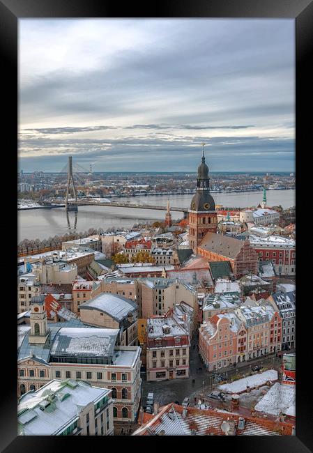 Riga Aerial View of Old Town Framed Print by Antony McAulay
