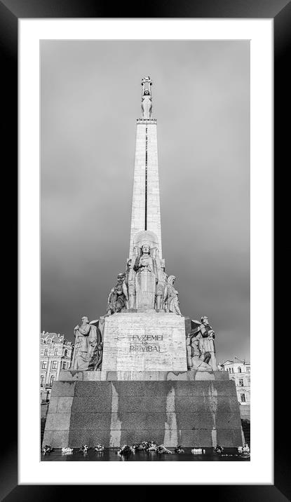 Riga Freedom Monument Monochromatic Framed Mounted Print by Antony McAulay