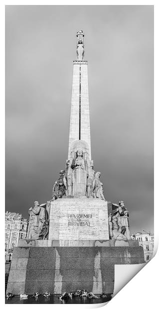 Riga Freedom Monument Monochromatic Print by Antony McAulay