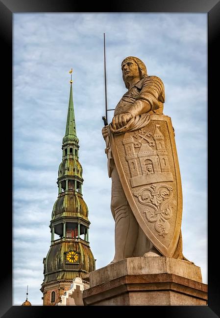  Riga Saint Roland Statue Framed Print by Antony McAulay