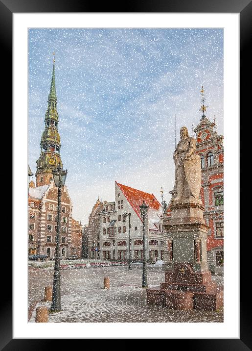  Riga Snow Starts Falling Framed Mounted Print by Antony McAulay