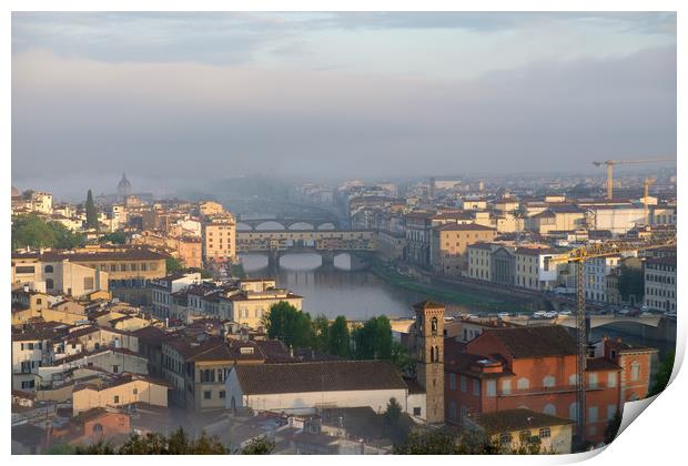 Florence in the fog Print by Ranko Dokmanovic