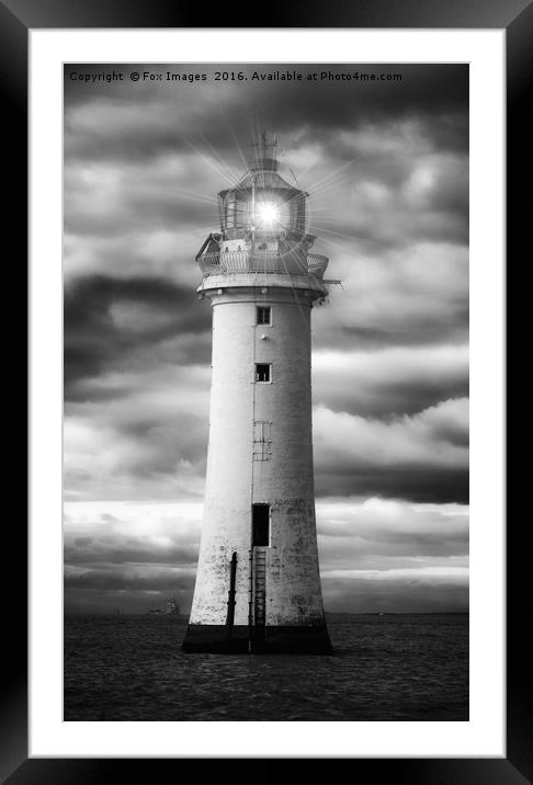 New brighton lighthouse Framed Mounted Print by Derrick Fox Lomax