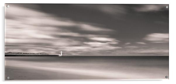 St. Marys Lighthouse from The Beach Mono Acrylic by Naylor's Photography
