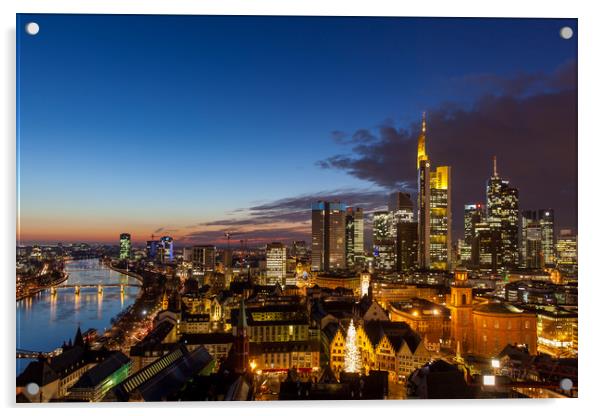 Skyline and river Frankfurt Acrylic by Thomas Schaeffer