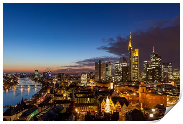 Skyline and river Frankfurt Print by Thomas Schaeffer