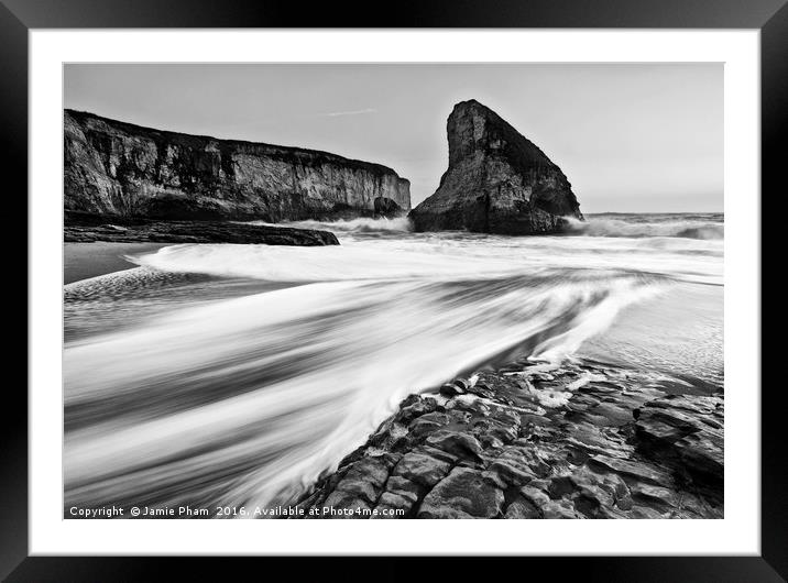 Dramatic view of Shark Fin Cove Framed Mounted Print by Jamie Pham