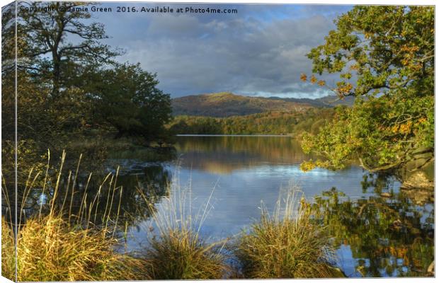 Rydal Water In Autumn Canvas Print by Jamie Green