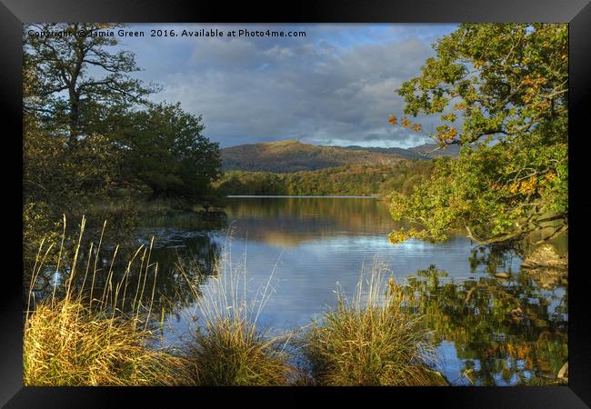 Rydal Water In Autumn Framed Print by Jamie Green