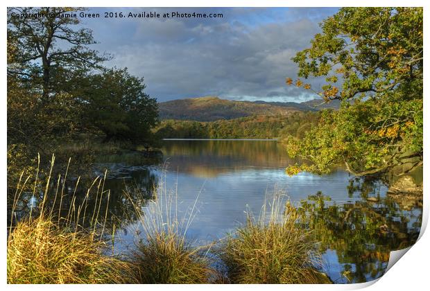 Rydal Water In Autumn Print by Jamie Green