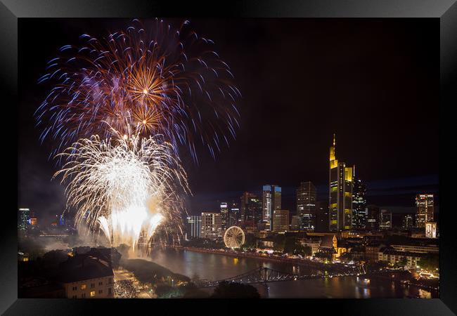 Fireworks over Frankfurt Framed Print by Thomas Schaeffer