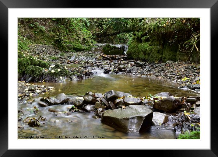 Stream in the woods Framed Mounted Print by Joe Ford