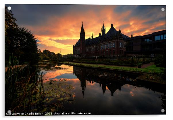 Beautiful sunrise on the peace palace, seat of the Acrylic by Ankor Light