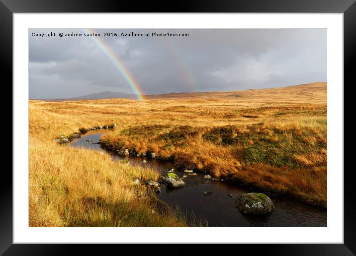 STREAM AND RAINBOW Framed Mounted Print by andrew saxton
