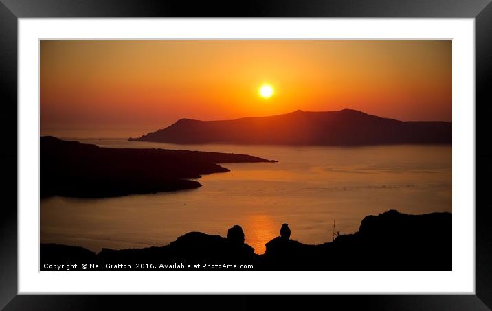 Sunset over Thirasia Framed Mounted Print by Nymm Gratton