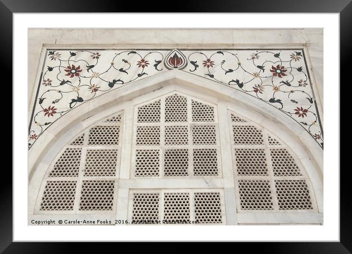Taj Mahal Marble Inlay Framed Mounted Print by Carole-Anne Fooks
