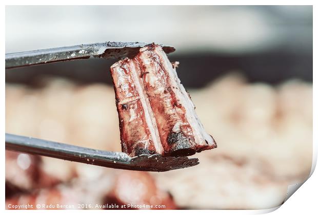 Preparing Steaks On Barbecue Day Print by Radu Bercan