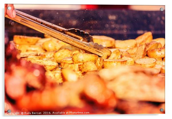 Preparing Grilled Potatoes On Barbecue Acrylic by Radu Bercan