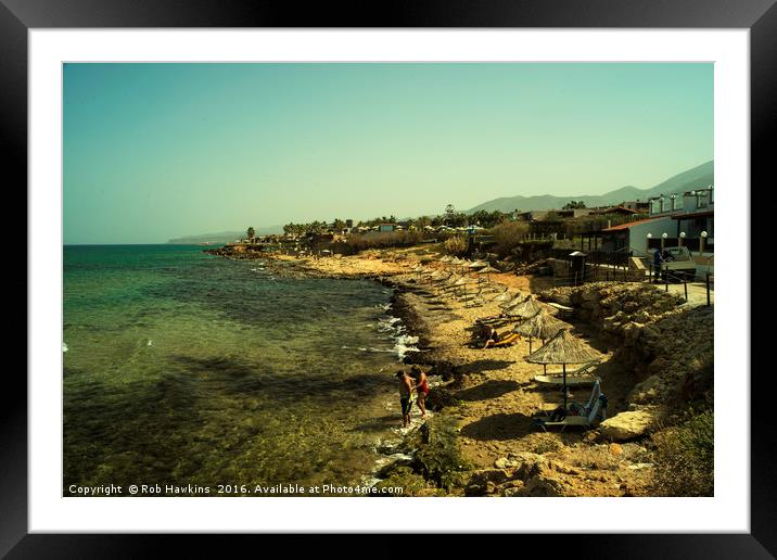 Malia beach Framed Mounted Print by Rob Hawkins