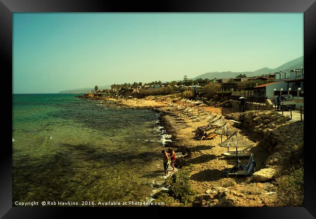 Malia beach Framed Print by Rob Hawkins