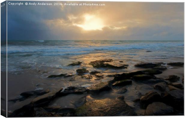 Moody Australian Sunset - Indian Ocean Canvas Print by Andy Anderson