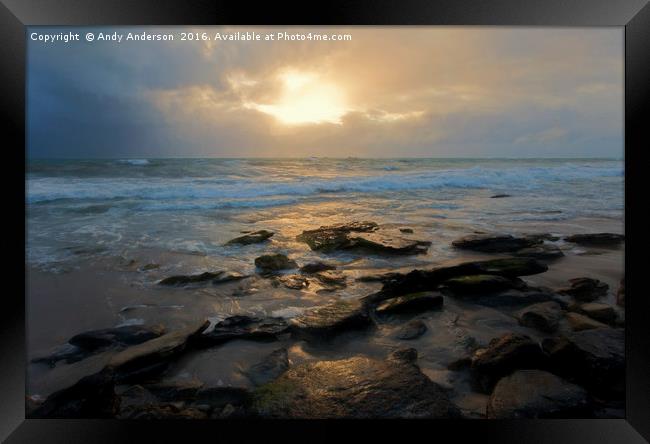 Moody Australian Sunset - Indian Ocean Framed Print by Andy Anderson