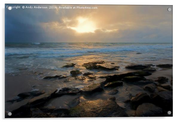 Moody Australian Sunset - Indian Ocean Acrylic by Andy Anderson