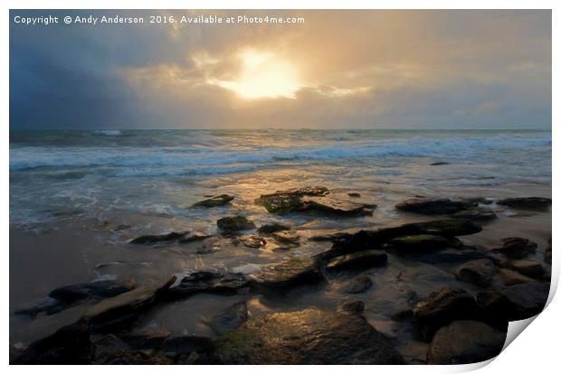 Moody Australian Sunset - Indian Ocean Print by Andy Anderson