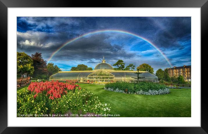 Rainbow over the Botanics Glasshouse - HDR Framed Mounted Print by yvonne & paul carroll