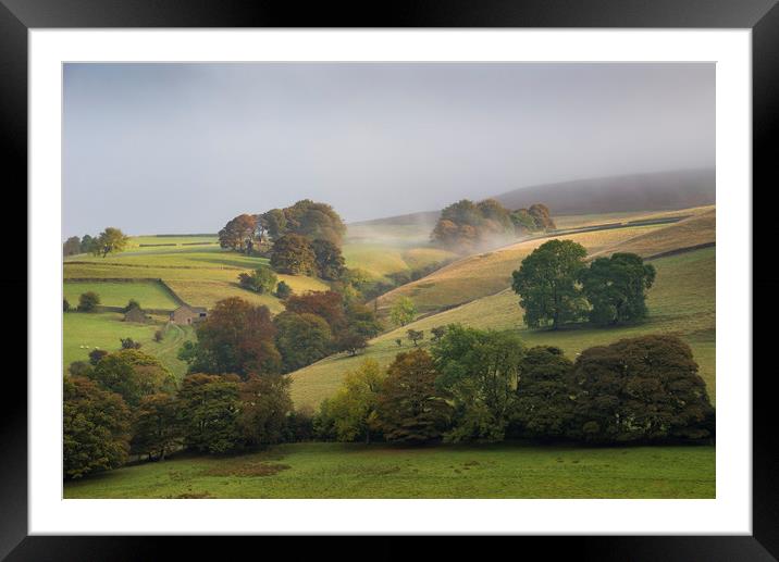 Autumnal hillside in the Derwent valley Framed Mounted Print by Andrew Kearton