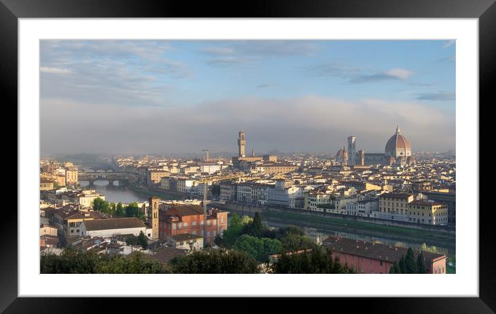 Florence, city in the fog Framed Mounted Print by Ranko Dokmanovic