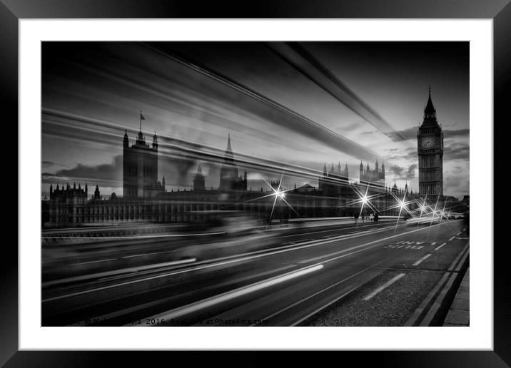 LONDON Westminster Bridge Traffic Framed Mounted Print by Melanie Viola