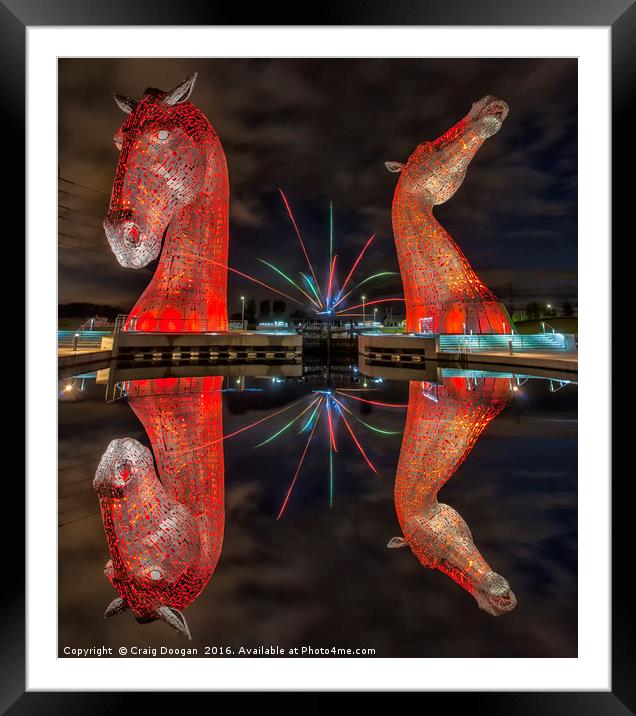 Firework Kelpies Framed Mounted Print by Craig Doogan