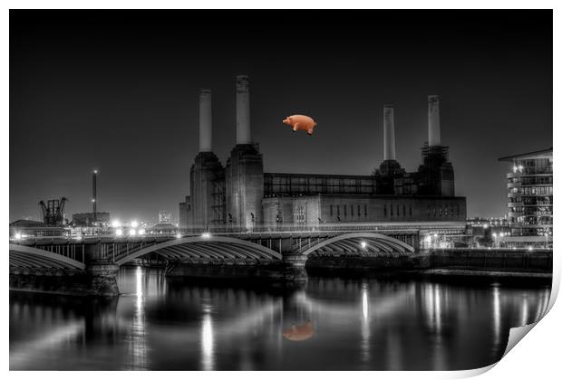 Battersea Power station and pig Print by Dean Messenger