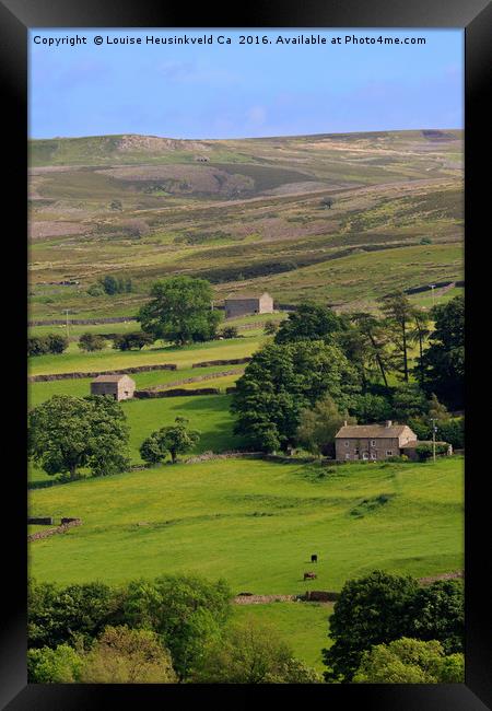 Fremington Edge and disused quarries above Reeth,  Framed Print by Louise Heusinkveld