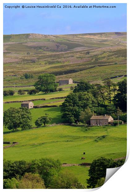 Fremington Edge and disused quarries above Reeth,  Print by Louise Heusinkveld