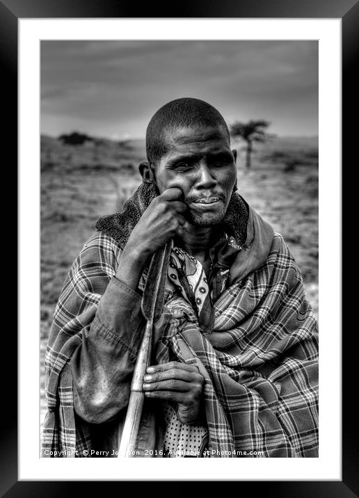 Maasai Farmer Framed Mounted Print by Perry Johnson