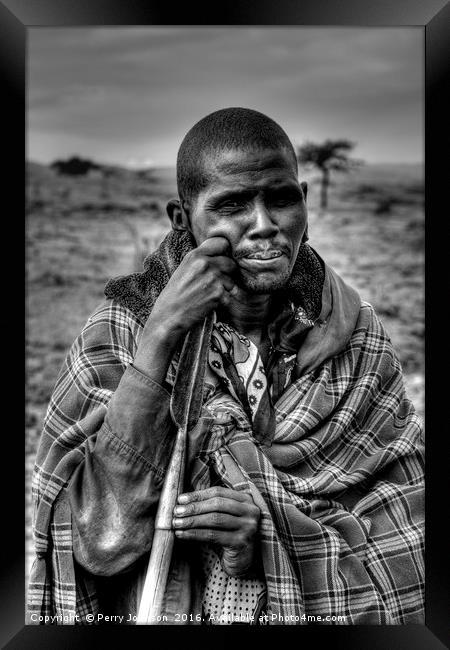 Maasai Farmer Framed Print by Perry Johnson