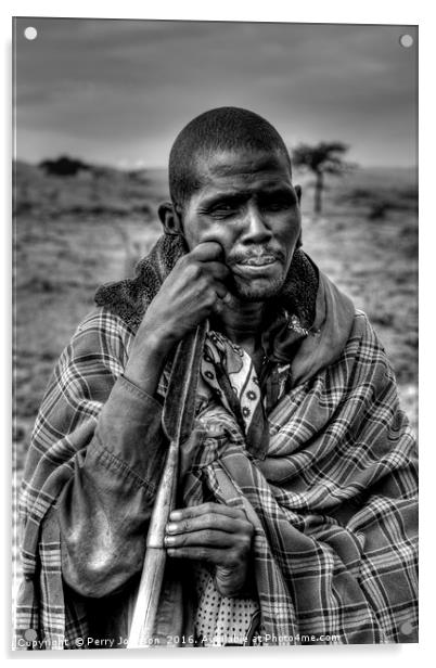 Maasai Farmer Acrylic by Perry Johnson