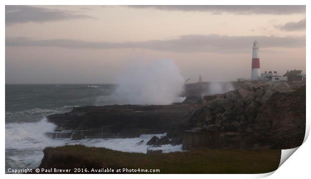 Portland bill in a storm Print by Paul Brewer