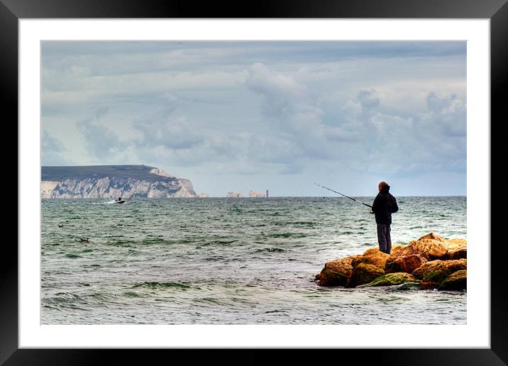 Lone Angler 2 Framed Mounted Print by Chris Day