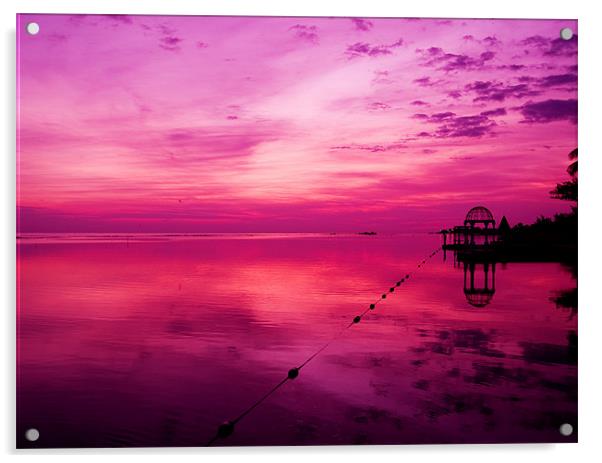 Pink Jamaica Sunrise Acrylic by Paul Macro