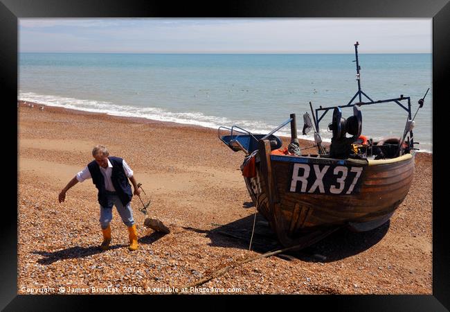 Fisherman returning home Hastings East Sussex Framed Print by James Brunker