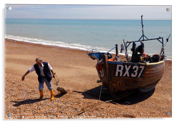 Fisherman returning home Hastings East Sussex Acrylic by James Brunker