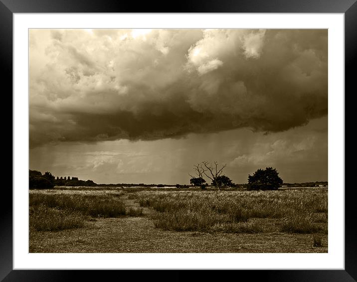 Storm clouds are gathering Sepia Framed Mounted Print by Paul Macro