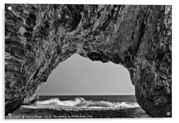 View of the natural tunnel of Hole in the Wall Bea Acrylic by Jamie Pham