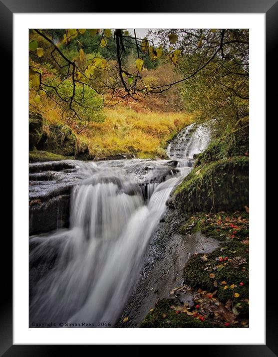Brecon Beacons Waterfall  Framed Mounted Print by Simon Rees
