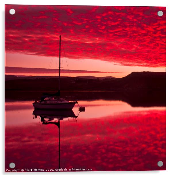 Loch Greshornish Sunrise 2 Acrylic by Derek Whitton