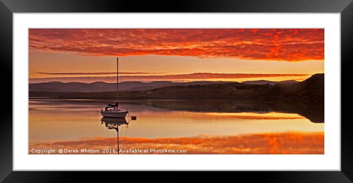 Loch Greshornish Sunrise Framed Mounted Print by Derek Whitton