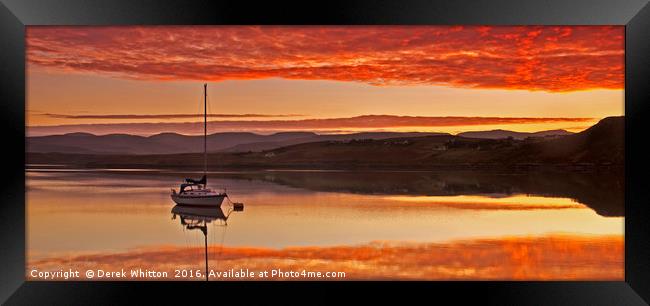 Loch Greshornish Sunrise Framed Print by Derek Whitton